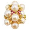 JR1859Z - Fresh Water Pearl with Ruby, Yellow Sapphire, Tsavorite Ring in 18 Karat Gold
