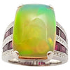 SJ6246 - Opal, Ruby and Diamond Ring Set in 18 Karat White Gold Settings