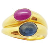 SJ2988 - Cabochon Ruby and Cabochon Blue Sapphire Ring Set in 18 Karat Gold Settings