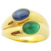SJ2987 - Cabochon Blue Sapphire and Cabochon Emerald Ring Set in 18 Karat Gold Settings