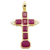 SJ2280 - Ruby with Diamond Cross Pendant Set in 18 Karat Gold Settings