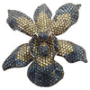 SJ6042 - Blue Sapphire with Brown Sapphire Orchid Brooch/Pendant set in Silver Settings