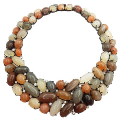 SJ3223 - Moonstone and White Sapphire Necklace set in Silver Settings