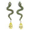SJ3211 - Tsavorite, Cabochon Blue Sapphire and Lemon Quartz Earrings in Silver Settings
