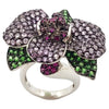 SJ3212 - Ruby, Tsavorite and Pink Sapphire Ring set in Silver Settings