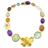 SJ3050 - Assorted Semi Precious Stone, Sapphire, Ruby and Tsavorite Necklace Silver
