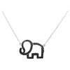 SJ3164 - Black Sapphire Elephant Necklace set in Silver Settings