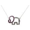 SJ3163 - Ruby and White Sapphire Elephant Necklace set in Silver Settings