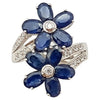 SJ3047 - Blue Sapphire with Cubic Zirconia Ring set in Silver Settings