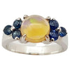 SJ3096 - Opal with Blue Sapphire Ring set in Silver Settings