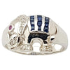 SJ3076 - Blue Sapphire, Ruby with Cubic Zirconia Ring set in Silver Settings