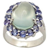 SJ3065 - Prehnite, Tanzanite with Cubic Zirconia Ring set in Silver Settings