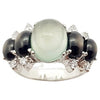 SJ3063 - Prehnite, Black Star Sapphire and Cubic Zirconia Ring set in Silver Settings