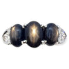 SJ3103 - Black Star Sapphire with Cubic Zirconia Ring set in Silver Settings