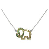 SJ3043 - Tsavorite and Yellow Sapphire Elephant Necklace set in Silver Settings
