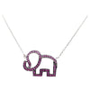 SJ6388 - Pink Sapphire Elephant Necklace set in Silver Settings