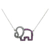 SJ3033 - Pink Sapphire and White Sapphire Elephant Necklace set in Silver Settings