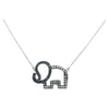 SJ3035 - Black Sapphire and White Sapphire Elephant Necklace set in Silver Settings