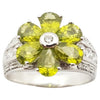 SJ6385 - Peridot with Cubic Zirconia Ring set in Silver Settings