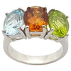 SJ6362 - Peridot, Citrine, Blue Topaz Ring set in Silver Settings