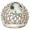 SJ2865 - Green Amethyst with Cubic Zirconia Ring set in Silver Settings