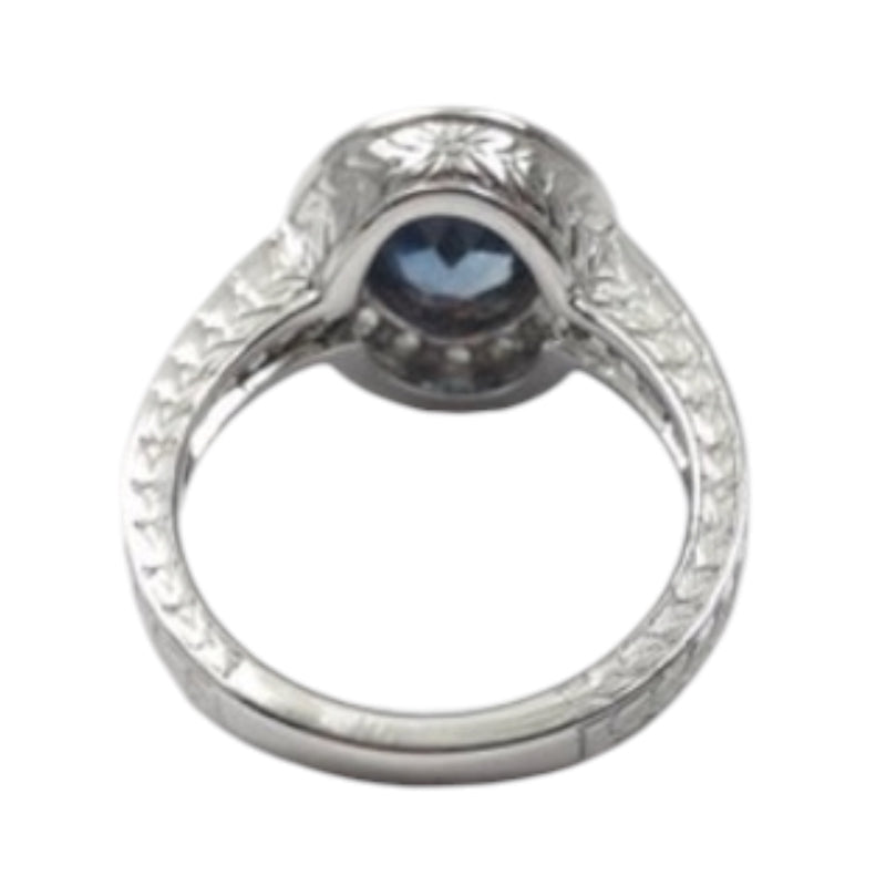 JR0020K - Blue Sapphire with Diamond Ring set in 18K White Gold Setting