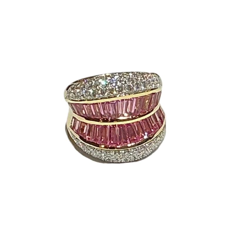 JR0041K - Pink Sapphire and Diamond Ring in 18k Gold