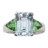 JR0341M - Aquamarine with Tsavorite Ring set in Platinum 900 Setting