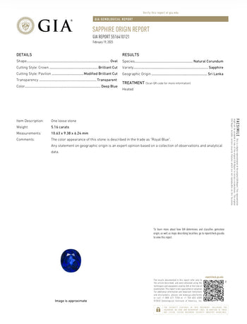 JR0066K - GIA Royal Blue Ceylon Sapphire with Diamond Ring in Platinum Setting