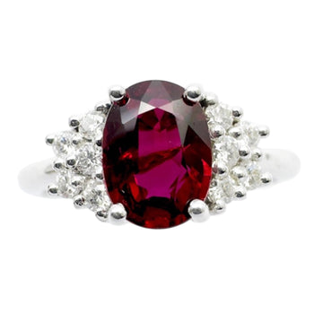 JR0440M - Unheated Ruby with Diamond Ring set in Platinum 950 Setting