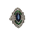 JR0518NK - Blue Sapphire, Tsavorite, and Diamond Art Deco Style Ring Set in 18K White Gold Setting