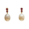 JE0440K - South Sea Pearl with Ruby Earrings Set in 18K Gold Setting