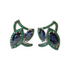 Marquise Sapphire with Tsavorite Earrings Set in 18K White Gold Setting