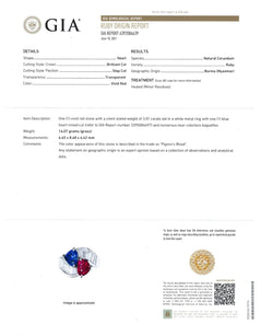 JR0953Y - GIA Certified Heart Shape Burmese Ruby, Sapphire with Diamond Ring Set in Platinum Setting