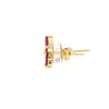 JE0351K - Ruby and Diamond Flower Earrings Set in 18K Gold Setting
