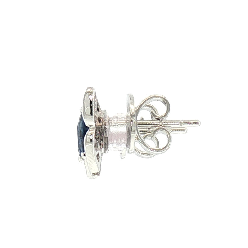 JE0362K - Blue Sapphire Butterfly Earrings Set in 18K White Gold Setting