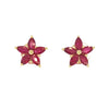 JE0349K - Ruby Flower Earrings Set in 14K Gold Setting