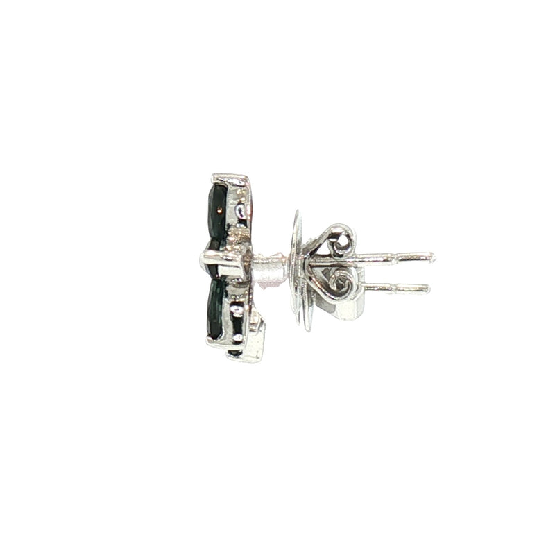 JE0357K - Blue Sapphire Earrings Set in 14K White Gold Setting