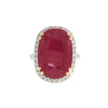 JR0424K - Ruby with Halo Diamond Ring Set in 18K White Gold Setting