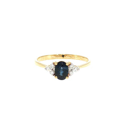 JR0423K - Blue Sapphire with Diamond Ring Set in 18K Gold Setting