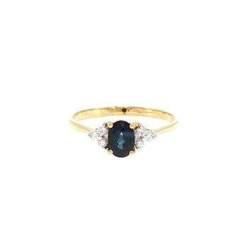 JR0423K - Blue Sapphire with Diamond Ring Set in 18K Gold Setting