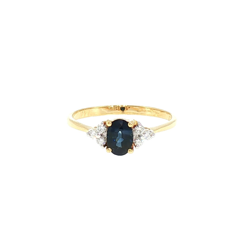 JR0423K - Blue Sapphire with Diamond Ring Set in 18K Gold Setting