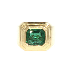 JR0433K - Emerald Gent’s Ring Set in 18K Gold Setting