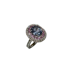 JR0002K - Unheated Bluish Purple Sapphire Ring set in 18k White Gold Setting