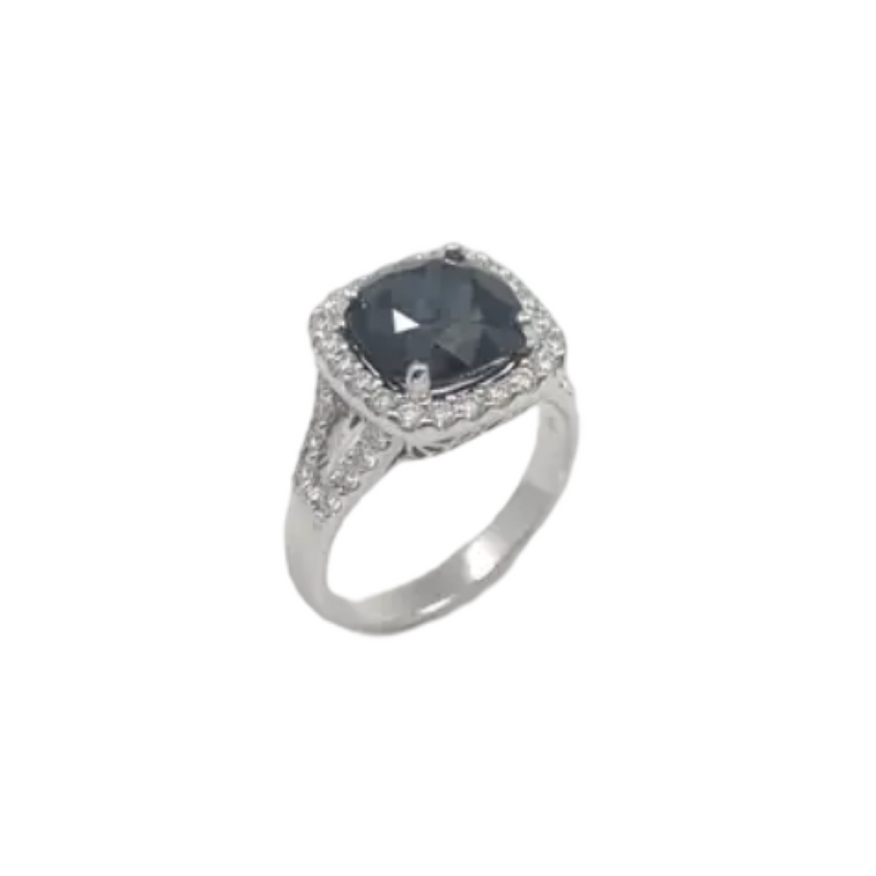 JR0624L - Color Changing Sapphire with Diamond Ring set in 18K White Gold Setting