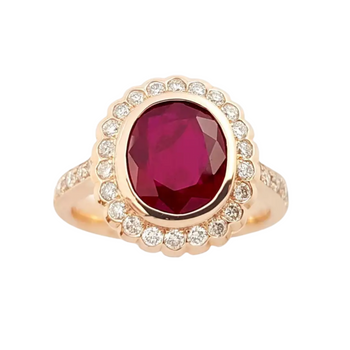 JR0671N - Ruby with Diamond Ring set in 18K Rose Gold Setting