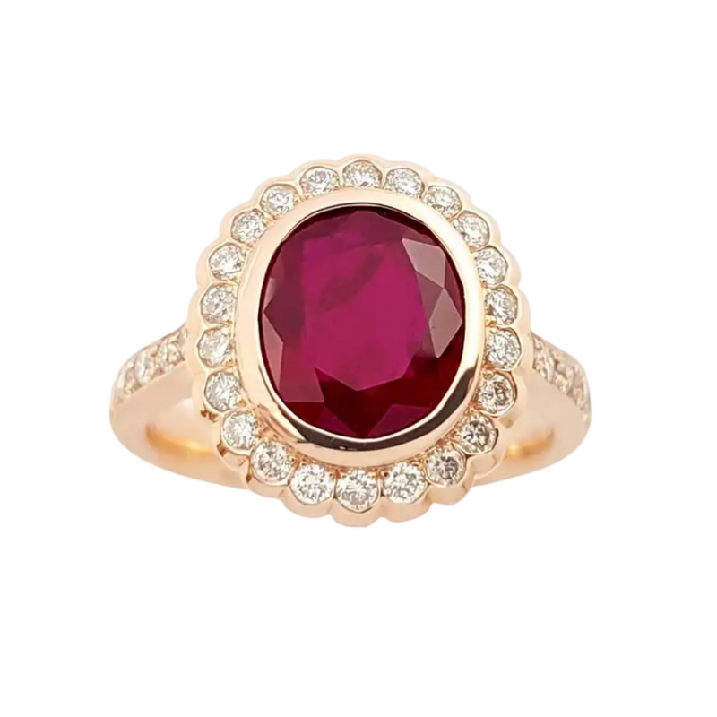 JR0671N - Ruby with Diamond Ring set in 18K Rose Gold Setting