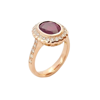 JR0671N - Ruby with Diamond Ring set in 18K Rose Gold Setting