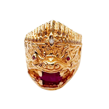 JR0805R - Hanuman Ruby and Brown Diamond Ring set in 18K Rose Gold Setting