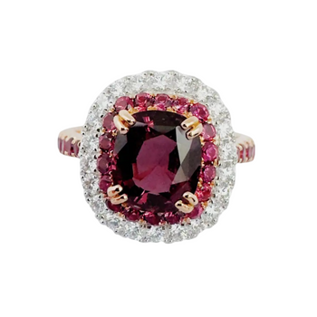 JR0228M - Unheated Brown Sapphire, Brown Sapphire and Diamond Ring set in 18K Rose Gold Setting